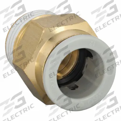 SMC Push-Fit Adapter Fitting: 12 mm OD x 3/8 in Pipe Size, Push-to-Connect x BSPT - Polybutylene & Brass Tube Fittings