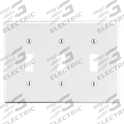 HUBBELL Wall Plate: Toggle, 3 Gang, White - General Purpose Wall Plates