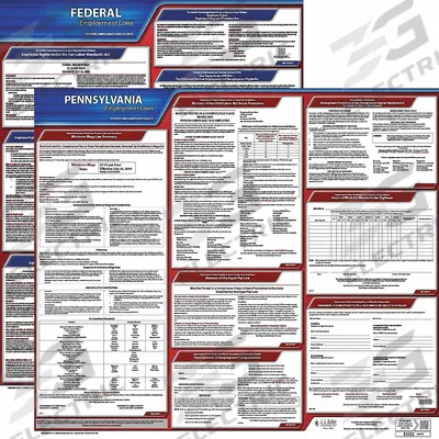 JJ KELLER Labor Law Poster: PA, English, Plastic, 30 in x 24 in - State & Federal Labor Law Poster Sets