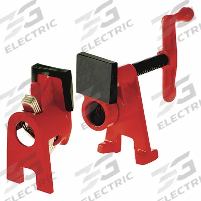 BESSEY Pipe Clamp: Light Duty, 440 lb Clamping Force, 1 1/2 in Throat Dp, Crank Handle - Pipe Clamps