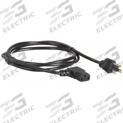 MONOPRICE Power Cord: 6 ft Lg, 3/18, 5-15P Plug, C13 Receptacle, SJT, PVC, 10 A Current - Electronic Equipment Power Cords