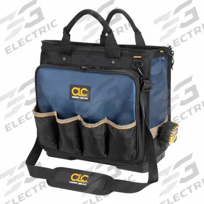 CLC Tool Bag: 17 in W x 10 in D x 15 in H, Black, Ballistic Polyester, 54 Pockets - Polyester Wide-Mouth Tool Bags