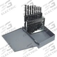 CLE-LINE Jobber Length Drill Bit Set: 21 Pc, 1/16" to 3/8" by 64ths, 135° Split Point (MPN C21115). Key specifications — attr1236168: Metal Index.