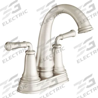 AMERICAN STANDARD Mid Arc Bathroom Faucet: Delancey, Brass, Brushed Nickel Finish - Centerset Handle Bathroom Faucets