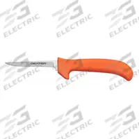 DEXTER RUSSELL Boning Knife: 3 Degree Drop Point, 8 3/4 in Overall Lg, Steel Blade, Orange Handle (MPN 11203). Key specifications — Sub-brand: Ergonomic Poultry; Brand: DEXTER RUSSELL; Blade Material: Steel; Blade Type: 3 Degree Drop Point; Handle Color: Orange; Handle Material: Sanitary Polypropylene; Knife Type: Boning Knife; NSF Certified: Yes.