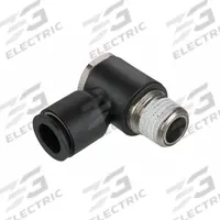 LEGRIS Push-Fit Elbow Fitting: 3/8 in OD x 3/8 in Pipe Size, Push-to-Connect x NPT, Black (MPN 3018 60 18). Key specifications — Brand: LEGRIS; Thread Size A: 3/8".