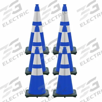 MR. CHAIN Traffic Cone: MUTCD/NCHRP-350, 28 in Cone Ht, Blue, High-Intensity Prismatic - Traffic Cones for Roadway Use