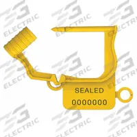 UNIVERSEAL Padlock Seals: Yellow, Plastic, 15 lb Breaking Strength, 1 1/4 in Hasp Lg, 50 PK (MPN UFLEX YELLOW50). Key specifications — Brand: UNIVERSEAL; Marking Color: Black; Marking Included: Numbers; Marking Message: Sealed; Marking Numbering: Sequential; Lock Material: Plastic.