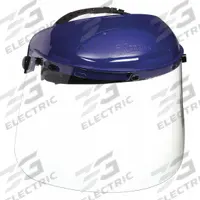 MCR SAFETY Face Shield: Clear, Uncoated, Reusable, 15 1/2 in Visor Wd, 8 in Visor Ht, PETG (MPN 9TZ55). Key specifications — Headgear Color: Blue; Visor Material: PETG; Visor Features: Reusable.