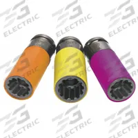 AME Automotive Socket Set: 1/2 in Drive Size, 3 Pieces, (3) 6-Point & 12-Point, Chrome (MPN 68025). Key specifications — attr1204429: AME; attr1204436: Spline; attr1204438: (3) 6-Point & 12-Point; attr1210036: 55/64 in to 15/16 in.