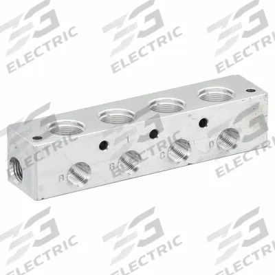 PARKER Pipe Manifold Fitting: Inline, NPT x NPT, Aluminum, 1/4 in NPT, 1/4 in NPT - Solenoid Valve Block Manifolds