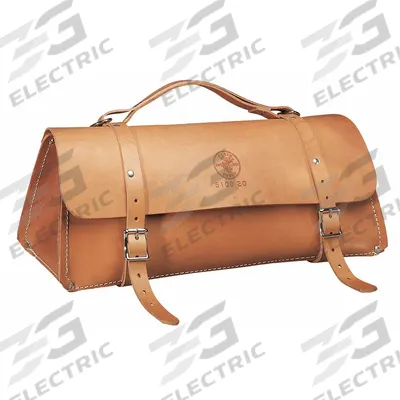 KLEIN TOOLS Tool Bag: 24 in W x 8 in D x 8 in H, Brown, Leather, 0 Pockets - Leather Wide-Mouth Tool Bags