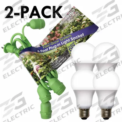 LED Grow Light Cord System: Bulb Included, For Bulb Type A, 120V AC, LED, Linkable - String Fixture Kits
