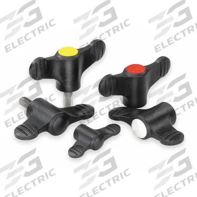 KIPP Hand Knob: Wing, Plastic w/ SS Thread, 1/4"-20 Thread, 10 mm Thread Lg - Wing Knobs with Threaded Hole