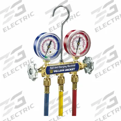 YELLOW JACKET Manifold Gauge: Brass - Refrigerant Machine Replacement Hoses & Couplers