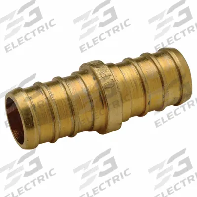 ZURN Barbed Fitting Coupling: 1 35/64 in ID x 1 in Pipe Size, Barbed x Barbed - Crimp-On Brass Barbed Tube Fittings