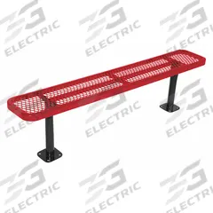 ULTRASITE Outdoor Bench: Extra Heavy-Duty, 72 in Overall Lg, 18 3/4 in Overall Ht, Red, Black, Steel (MPN 942SM-V6-RED). Key specifications — Manufacturer Part Number: 942SM-V6-RED; Brand: ULTRASITE; Frame Color: Black; Product Type: Outdoor Bench; Seat Color: Red; Series: Extra Heavy-Duty.