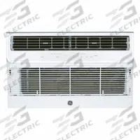 GE Through-the-Wall Air Conditioner: 400 sq ft – 550 sq ft, 208/230V AC, 12,000 BtuH, 6-20P (MPN AJEQ12DWJ). Key specifications — Brand: GE; Voltage: 208/230V AC; CEER Rating: 9.5; NEMA Plug Configuration: 6-20P; Special Features_Broad: Remote Control.