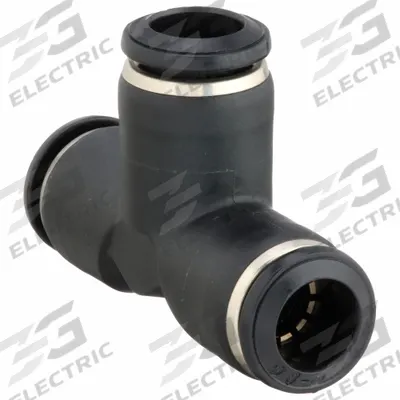 AIGNEP USA Push-Fit Tee Fitting: 8 mm OD x 8 mm OD x 8 mm OD Size, Nylon, 1 3/4 in Overall Lg - Nickel-Plated Brass Tube Fittings
