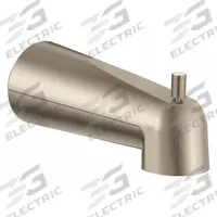RIZON Tub Spout: 1/2 in Connection Size, Slip-Fit Connection, 7 in Spout Reach (MPN 3839BN). Key specifications — Tub Spout Connection Type: Slip-Fit; Trim Finish: Brushed Nickel; Tub Spout Material: Metal; Brand: RIZON.