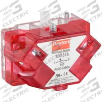 DAYTON Contact Block: 30 mm Panel Mounting Size, 1NC, Momentary, Universal Series, Screw Terminals (MPN 30G318). Key specifications — Switch Action: Momentary; Terminal Connection Type: Screw Terminals; Brand: DAYTON; Compatible with Series: Universal.