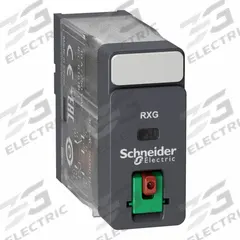 SCHNEIDER Relay: Socket Mounted, 10 A Current Rating, 230V AC, SPDT, 5 Pins/Terminals, H Socket (MPN RXG11P7). Key specifications — Brand: SCHNEIDER; Base Type: Square; Mounting Style: Plug-In; Pin Shape: Flat; Electrical Connection: Quick-Connect; Manufacturer Part Number: RXG11P7; Series: Harmony™ RXG Series.