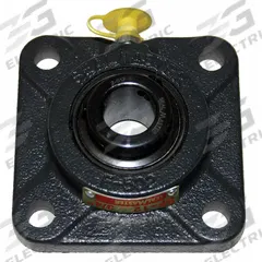 SEALMASTER 4 Bolt Flange Bearing: Radial Ball, 1 in Bore, Cast Iron, Set Screws, 3 3/4 in Lg, Square (MPN SF-16). Key specifications — Bore Type: Cylindrical; Brand: SEALMASTER; Lubricant Material: NLGI #2 Equivalent; Mounting Bolt Size: 3/8 in; System of Measurement: Inch.