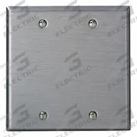 LEVITON Wall Plate: Blank, 2 Gang, Std Size (MPN 84025). Key specifications — Brand: LEVITON; Material: Stainless Steel.