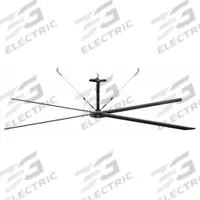 HUNTER INDUSTRIAL Ceiling Fan: 148,341 cfm Airflow, 20 ft Blade Dia, Variable Speeds, 240V AC, ECO (MPN E20-21I-IP-LG). Key specifications — Voltage: 240V AC; Light Kit: No; Series: ECO; Number of Speeds: Variable; Phase: Single; Current: 6.5 A; Brand: HUNTER INDUSTRIAL.