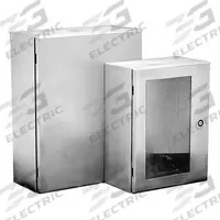 HOFFMAN Enclosure: 304 Stainless Steel, 30 in x 30 in x 8 in, NEMA 12/3R/4/4X, Solid Cover, Hinged (MPN CSD30308SS). Key specifications — Brand: HOFFMAN; Closure Method: 1/4-Turn Latch; Enclosure Material: 304 Stainless Steel; Knockouts: Not Included.