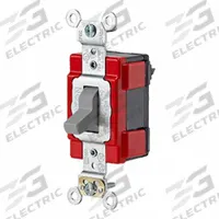 LEVITON Wall Switch: Toggle Switch, Single Pole, Maintained, Gray, 120/277V AC, 20 A (MPN M1221-GY). Key specifications — Illuminated: No; Voltage Rating: 120/277V AC.