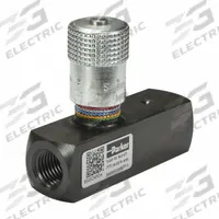 PARKER Flow Control Valve: 5 gpm Max Flow Rate, #4 SAE O-Ring Boss, #4 SAE O-Ring Boss, Steel (MPN F420S). Key specifications — attr1018158: Manual; attr1018114: Rotary Knob; attr1018116: Steel; attr1018117: PARKER; attr1018137: Two-Way.