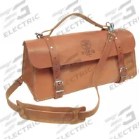 KLEIN TOOLS Tool Bag: 18 in W x 8 in D x 8 in H, Brown, Leather, 0 Pockets, 0 Inside Pockets (MPN 5108-18). Key specifications — Color: Brown; Brand: KLEIN TOOLS; Material: Leather.