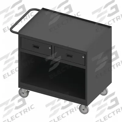 WESTWARD General Purpose Steel Mobile Workstation: 42 1/8 in x 24 1/4 in, Steel - Mobile Cabinet Benches with Open Storage & Drawers
