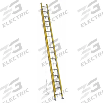 WERNER Extension Ladder: 32 ft Ladder Size, Fiberglass, 375 lb Load Capacity, 83 lb Wt - Non-Conductive Fiberglass Extension Ladders