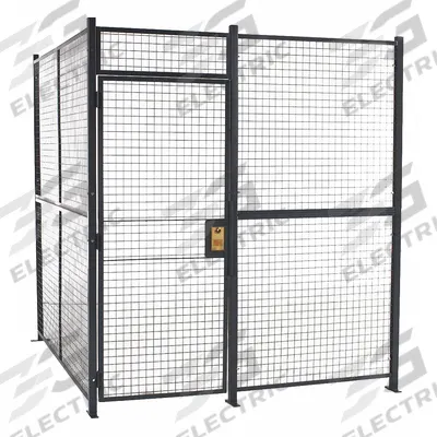 WIRECRAFTERS Woven Partition Cage: 16 ft W x 16 ft D 8 ft H, Gray, 4 Sides - WireCrafters Woven-Wire