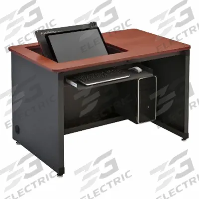 VERSADESK Computer Desk: Metal, Cherry, 0 Drawers, 36 in Overall Wd, 29 in Overall Ht - Downview Computer Desk
