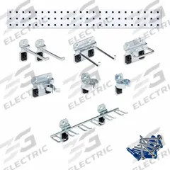 TRITON PRODUCTS Pegboard Strip Kit: Square, 3/8 in Peg Hole Size, 9 in x 36 in x 9/16 in, Steel (MPN LBS36T-WHT). Key specifications — Material: Steel; Finish: Epoxy Coated; Peg Hole Shape: Square; Includes: Strip: LBS-1W; Color: White; Brand: TRITON PRODUCTS.