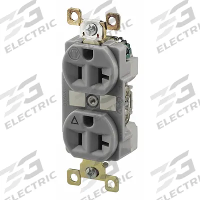 BRYANT Receptacle: Duplex, 5-20, Gray, 125V AC, 20 A, 2 Pole / 3 Wire (MPN BRY5362IGGRY) - General Purpose Receptacles