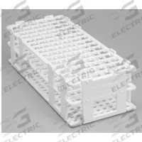 Tube Rack: 4 1/8 in Overall Wd, 2 3/4 in Overall Ht, 9 3/4 in Overall Lg, Plastic, White, Benchtop (MPN F18749-0000). Key specifications — Material: Plastic; Mounting Location: Benchtop; Color: White; Product Type: Test Tube Rack; Total Holding Capacity: (90) Places; Brand: SP SCIENCEWARE.
