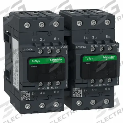 SCHNEIDER Contactor: Reversing, 3 Poles, 3NO Contacts, 66 A - Reversing IEC Contactors