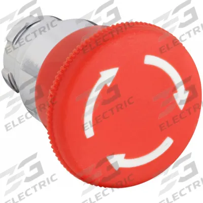 Dayton Mushroom Head Push Button: Red, 22 mm Mounting Size, Metallic - Mushroom-Head Push-Button Operators