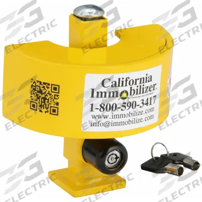 CALIFORNIA IMMOBILIZER Coupler Lock: Universal, Yellow, Steel, Powder Coated - Coupler Locks