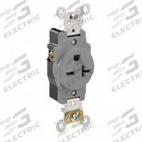 LEVITON Receptacle: Single, 6-20, Gray, 250V AC, 20 A, 2 Pole / 3 Wire (MPN 5461-GY)