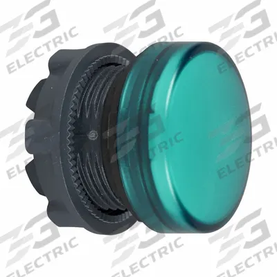 SCHNEIDER Pilot Light Head: 22 mm Panel Mounting Hole Dia, Green, Smooth - Pilot-Light Heads
