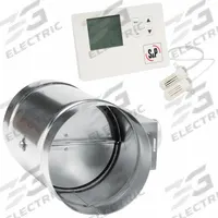 Round Motrzd Damper wController,4 in: For 4 in Dia, 9 3/4 in L, 9 7/8 in H, 4 in W, 3 in Flange Wd (MPN MD4-ES24VK). Key specifications — Nameplate Voltage: 24V AC; Blade Seal Material: Rubber; Blade Type: Flat Blade; Brand: SOLER & PALAU; Switch Action: Normally Closed; Includes: Envirosense Ventilation Control.