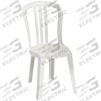 GROSFILLEX Bistro Chair: White, White, Glossy/Matte, 18 in Seat Ht, 17 in Seat Wd, 20 in Seat Dp (MPN US495504). Key specifications — Finish: Glossy/Matte; Frame Color: White; Frame Material: Polypropylene; Seat Color: White; Seat Material: Polypropylene.