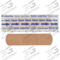 FIRST AID ONLY Adhesive Bandage: Strip Bandages, 3/4 in Wd, 3 in Lg, Not Metal Detectable, Plastic (MPN 1-001). Key specifications — Product Type: Strip Bandages; Unitized: Unitized; Water Resistance: Water Resistant; Brand: FIRST AID ONLY; Latex Content: Latex Free; Metal Detectable: Not Metal Detectable; Package Type: Box; Manufacturer Part Number: 1-001.