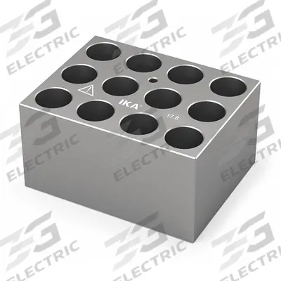 IKA Dry Block: Anodized Aluminum, 3 3/4 in Overall Wd, 3 in Overall Lg, 12 Wells - Dry Bath Blocks