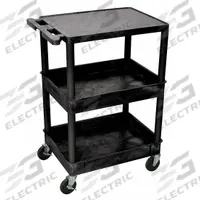 APPROVED VENDOR Utility Cart: 300 lb, 3 Shelves, 24 in L x 18 in W Self, Black, Flat (MPN STC211-B). Key specifications — Shelf Color: Black; Brand: APPROVED VENDOR; Caster/Wheel Configuration: (2) Swivel.